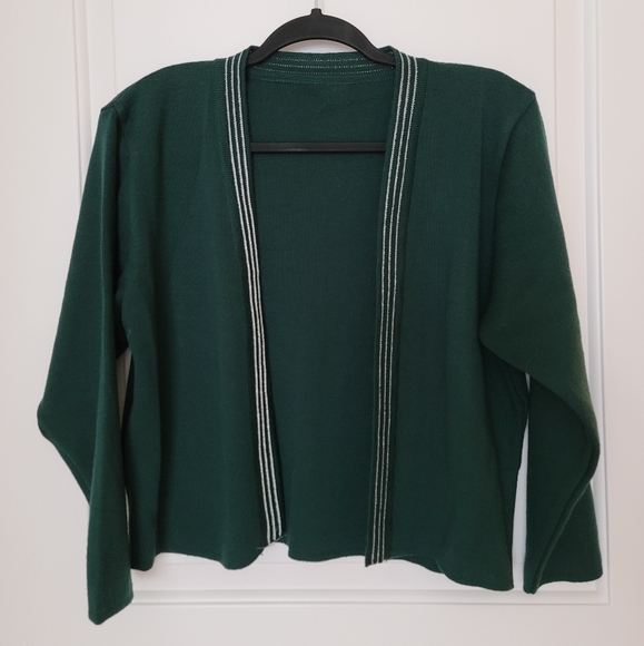 Green cardigan with silver stripes M - Picture 2 of 9